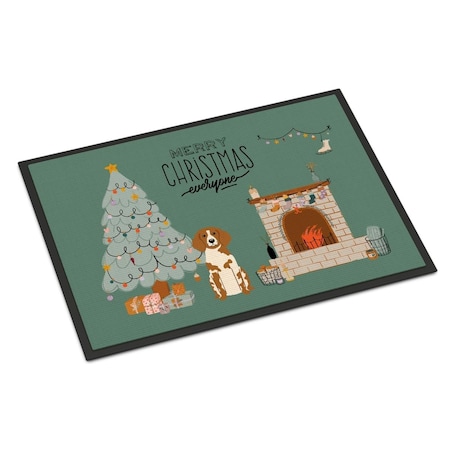 24 X 36 In. Brittany Spaniel Christmas Everyone Indoor Or Outdoor Mat